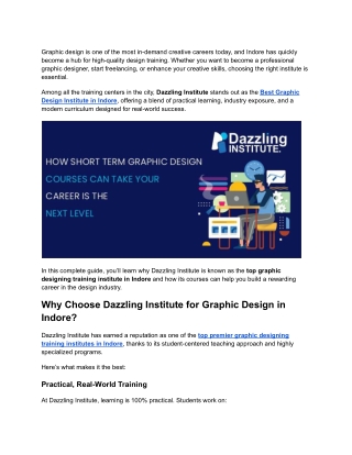 Graphic Design Courses in Indore _ Best Graphic Design Institute – Dazzling Institute