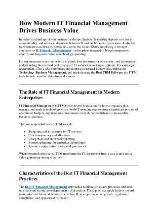 How Modern IT Financial Management Drives Business Value