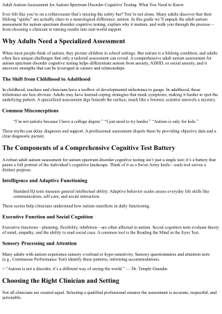 Adult Autism Assessment for Autism Spectrum Disorder Cognitive Testing: What You