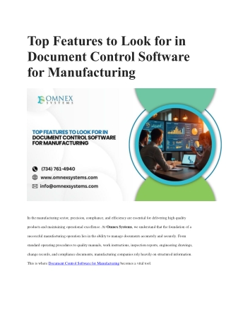 document control software for manufacturing