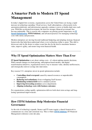 A Smarter Path to Modern IT Spend Management