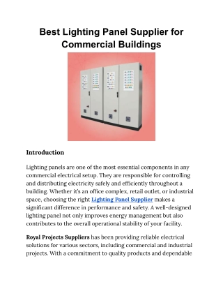 Best Lighting Panel Supplier for Commercial Buildings