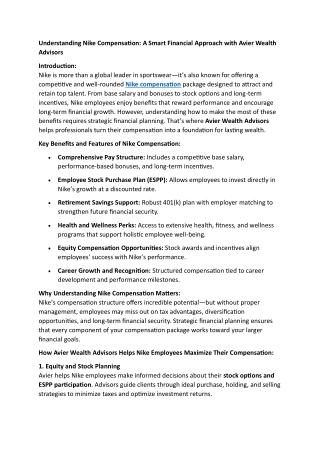 Nike Compensation | Avier wealth advisors