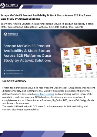 Scrape McCain FS Product Availability & Stock Status Across B2B Platforms Case Study by Actowiz Solutions
