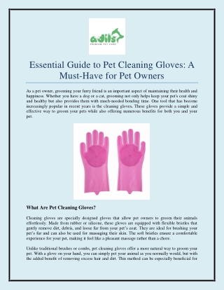 Essential Guide to Pet Cleaning Gloves: A Must-Have for Pet Owners