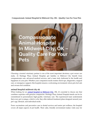 Compassionate Animal Hospital In Midwest City, OK – Quality Care For Your Pets