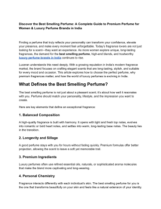 Discover the Best Smelling Perfume: A Complete Guide to Premium Perfume for Wome