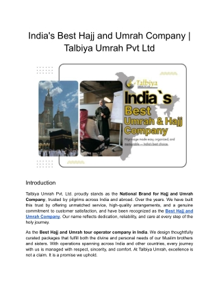 India's Best Hajj and Umrah Company _ Talbiya Umrah Pvt Ltd