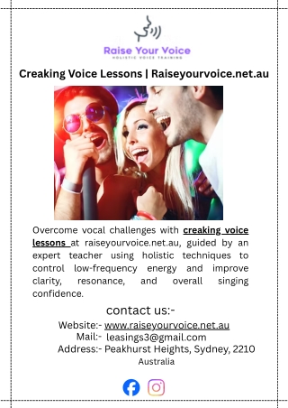 Creaking Voice Lessons | Raiseyourvoice.net.au