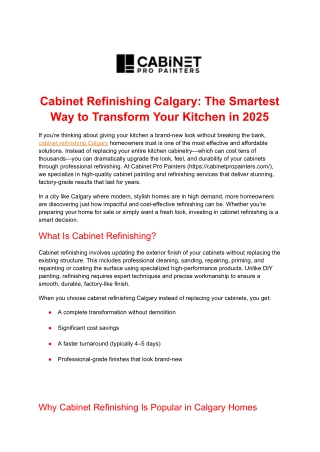 Cabinet Refinishing Calgary: The Smartest Way to Transform Your Kitchen in 2025