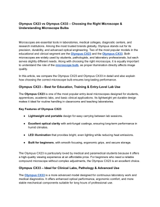 Olympus CX23 vs Olympus CX33 – Choosing the Right Microscope & Understanding Mic