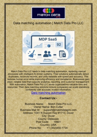 Data matching automation | Match Data Pro LLC