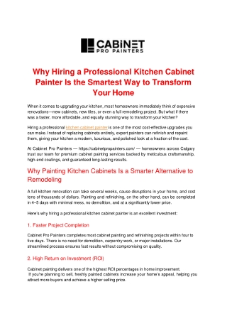 Why Hiring a Professional Kitchen Cabinet Painter Is the Smartest Way to Transfo