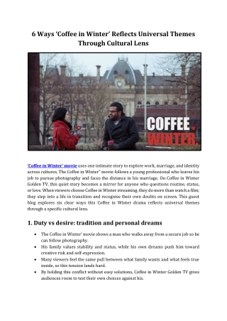 Coffee in Winter: A Cultural Take on Shared Themes - GoldenTV