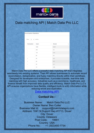 Data matching API | Match Data Pro LLC