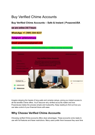 Buy Verified Chime Accounts with Cloud Security | PvazoneUSA
