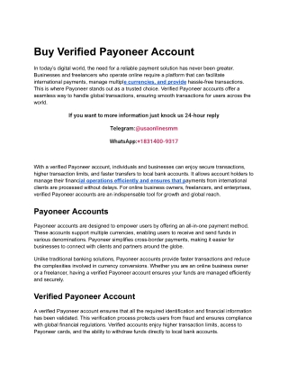 Exploring the Advantages of Verified Payoneer Accounts for 2025