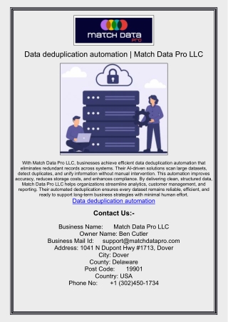 Data deduplication automation | Match Data Pro LLC