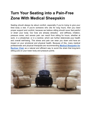 Turn Your Seating into a Pain-Free Zone With Medical Sheepskin