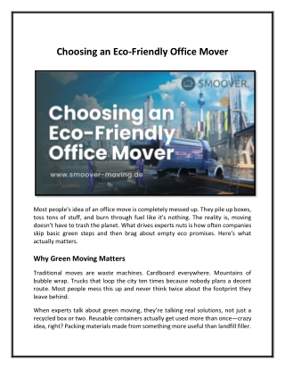 Choosing an Eco-Friendly Office Mover