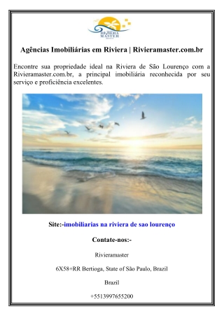 Agências Imobiliárias em Riviera Rivieramaster.com.br