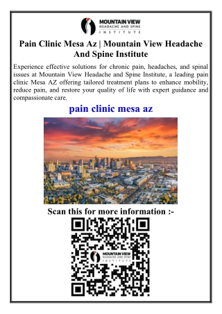 Pain Clinic Mesa Az  Mountain View Headache And Spine Institute