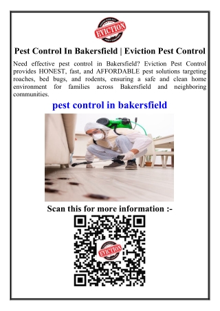 Pest Control In Bakersfield  Eviction Pest Control