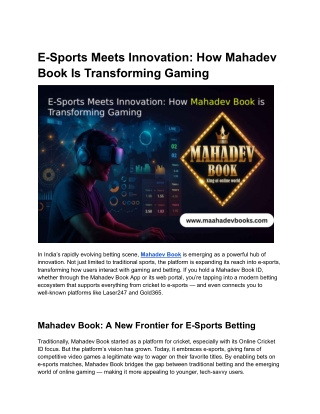 E-Sports Meets Innovation How Mahadev Book Is Transforming Gaming (2)