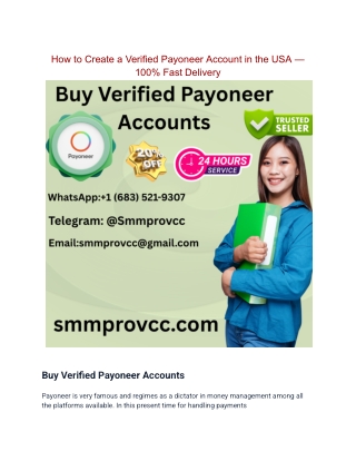 How to Create a Verified Payoneer Account in the USA — 100% Fast Delivery