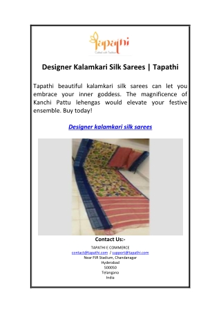 Designer Kalamkari Silk Sarees  Tapathi