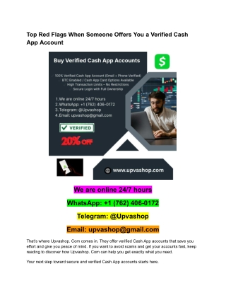 Top Red Flags When Someone Offers You a Verified Cash App Account