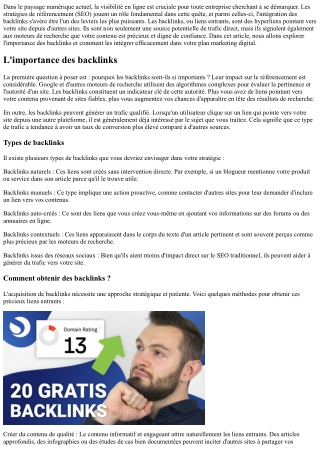 Intégrer les backlinks dans votre plan marketing digital.