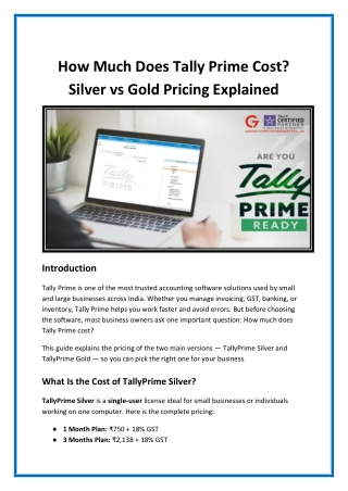 How Much Does Tally Prime Cost Silver vs Gold Pricing Explained - Gseven