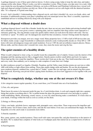 Disposal Do’s and Don’ts by means of JB Rooter and Plumbing California