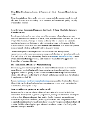 How Serums, Creams & Cleansers Are Made A Deep Dive into Skincare Manufacturing