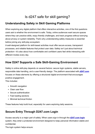 d247 multi-games platform for skill fun and growth