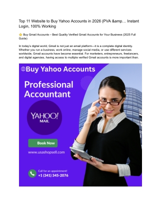 Top 11 Website to Buy Yahoo Accounts in 2026 (PVA &amp… Instant Login, 100% Working