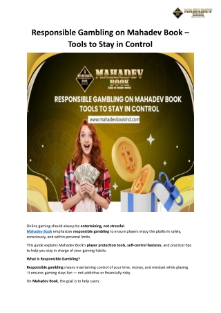 Responsible Gambling on Mahadev Book – Tools to Stay in Control