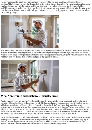 Precision Finish’s Seasonal Guide: Best Time for Exterior Home Painting