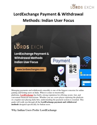 LordExchange Payment Withdrawal Methods