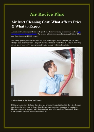 Air Duct Cleaning Cost What Affects Price & What to Expect