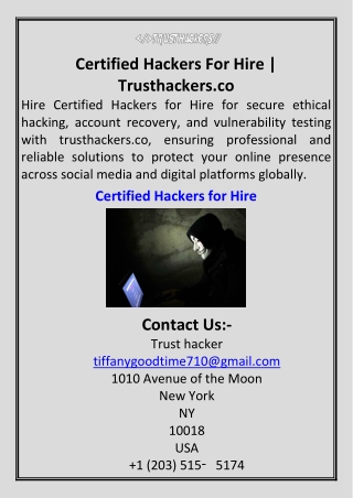Certified Hackers For Hire  Trusthackers.co