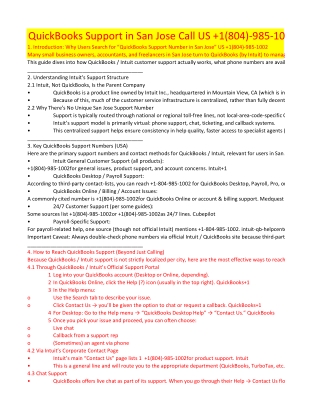 10. Find QuickBooks Support San Jose –  1-804-985-1002 – Get Your Issues Resolve