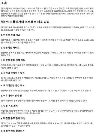 일산셔츠룸에서의 스트레스 해소 방법