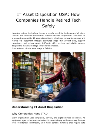 IT Asset Disposition USA: How Companies Handle Retired Tech Safely