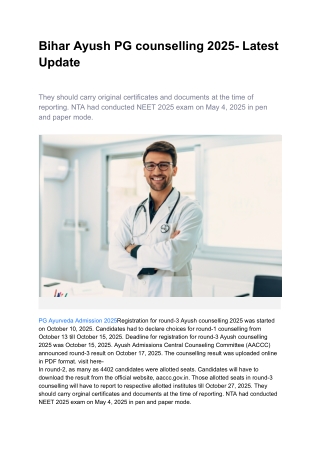 Bihar Ayush PG counselling 2025- Latest Update - Google Docs