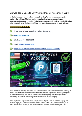 Browse Top 3 Sites to Buy Verified PayPal Accounts In 2026