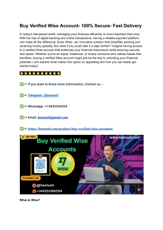 Buy Verified Wise Account- 100% Secure- Fast Delivery