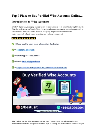 Top 9 Place to Buy Verified Wise Accounts Online