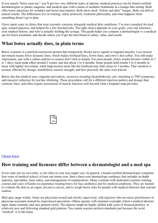 Botox Dermatologist or Med Spa: Who Should You Choose?